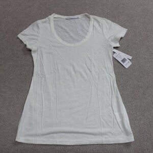 Twenty Womens Top Small White Solid Micro Modal Made in Canada NEW